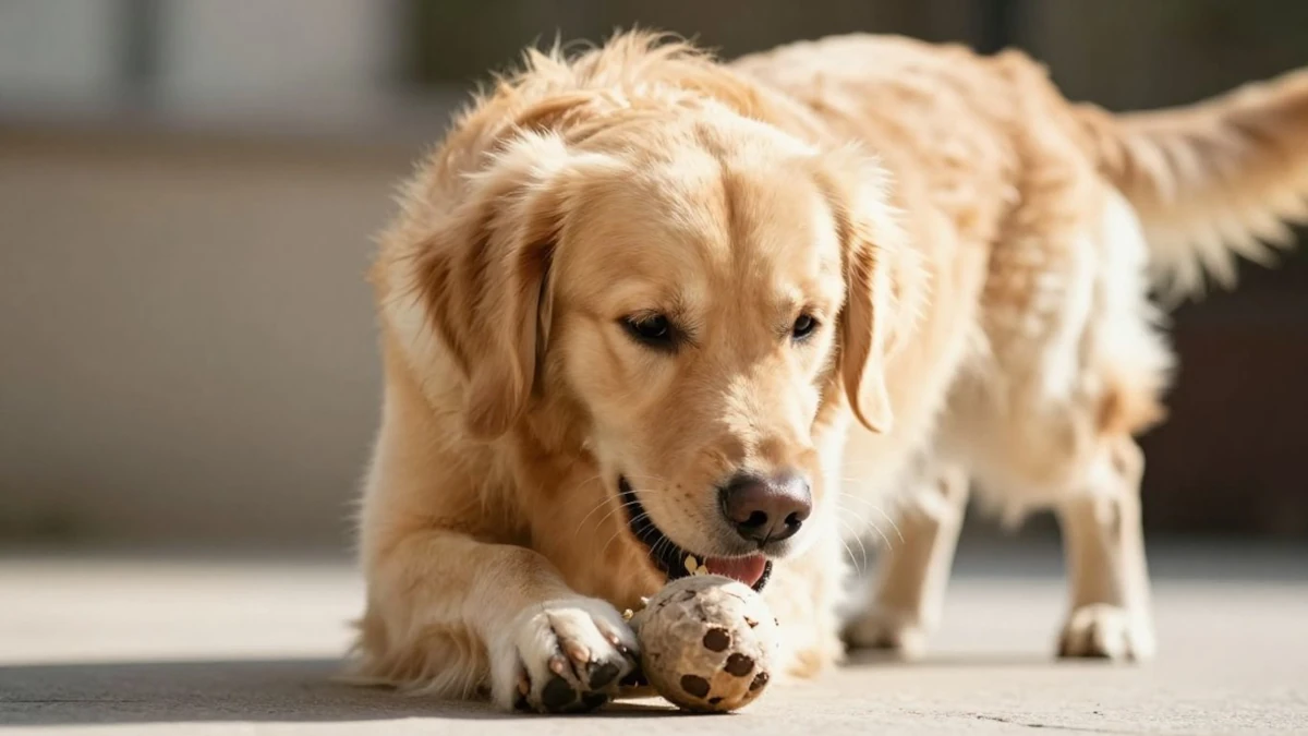 A dog reaching with one paw, illustrating canine paw preference and laterality